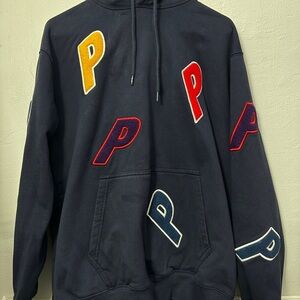 PALACE Navy Hoodie with Multicolor 'P' Patches
